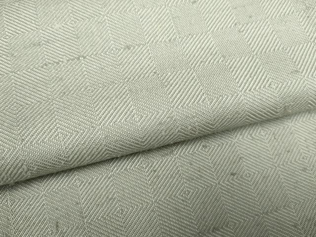 平和屋着物▽ざざんざ織　伊兵衛織　単衣　入子菱　蕎麦切色　正絹　逸品　AAAR5006cs