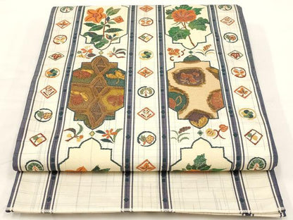 平和屋着物◎六通太鼓柄袋帯　花間道　正絹　逸品　AAAR5073st
