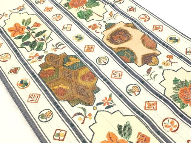 平和屋着物◎六通太鼓柄袋帯　花間道　正絹　逸品　AAAR5073st