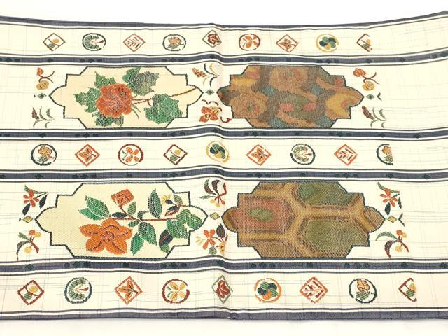 平和屋着物◎六通太鼓柄袋帯　花間道　正絹　逸品　AAAR5073st