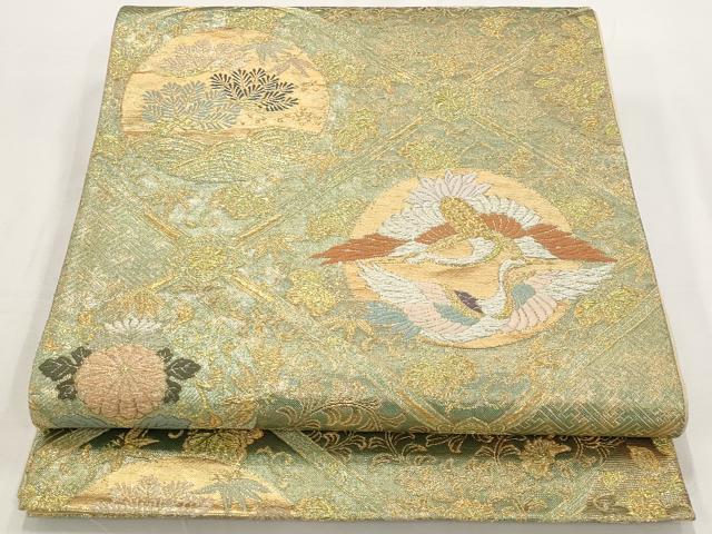 平和屋着物◎六通柄袋帯　天井花鳥丸文　金銀糸　引箔　正絹　逸品　AAAR5090st