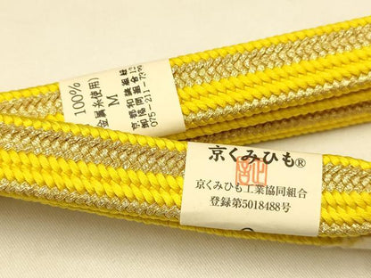 平和屋着物●和装小物 上質な帯締め 京くみひも 金糸 撚り房 逸品 未使用 AAAR6693ay