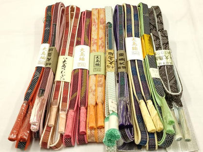 平和屋着物●和装小物　上質な帯締め10本セット　本場大島紬　逸品　全て未使用　AAAR6769ay