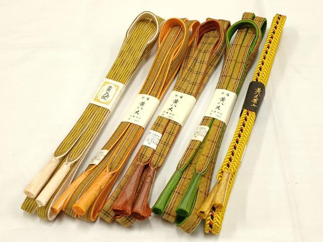 平和屋着物●和装小物 上質な帯締め5本セット 超希少 本場黄八丈 東京都無形文化財 山下めゆ 逸品 全て未使用 AAAR6771ay