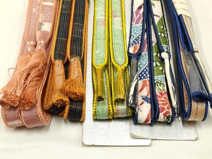 平和屋着物●和装小物　上質な帯締め5本セット　本場琉球絣　紅型　逸品　全て未使用　AAAR6772ay