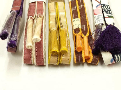 平和屋着物●和装小物　上質な帯締め5本セット　本場琉球絣　紅型　逸品　全て未使用　AAAR6774ay