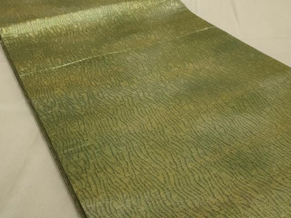 平和屋着物◎全通柄袋帯　ふくれ織　霞文　金糸　正絹　逸品　AAAR6839ou