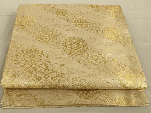 平和屋着物◎佐賀錦　六通柄袋帯　正倉院花文　金糸　正絹　逸品　AAAR6840ou