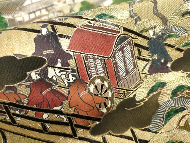 平和屋着物■豪華黒留袖　人物風景文　暈し染め　金銀彩　正絹　逸品　AAAR7342br