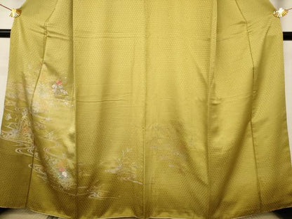 平和屋着物■訪問着　刺繍　流水籬草花文　暈し染め　金銀彩　正絹　逸品　AAAR7345br
