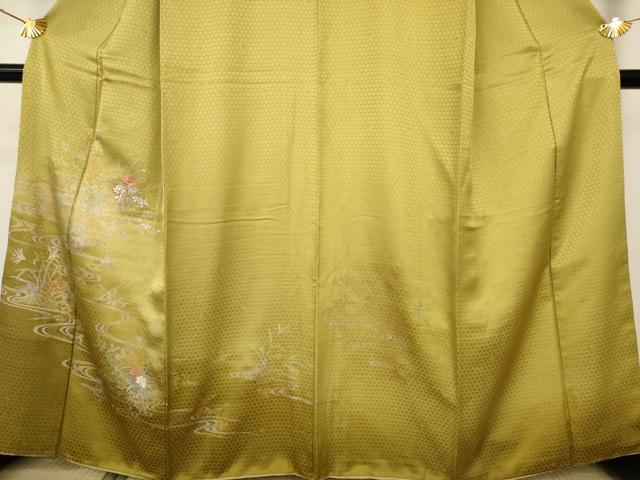 平和屋着物■訪問着　刺繍　流水籬草花文　暈し染め　金銀彩　正絹　逸品　AAAR7345br