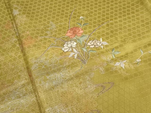 平和屋着物■訪問着　刺繍　流水籬草花文　暈し染め　金銀彩　正絹　逸品　AAAR7345br
