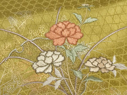 平和屋着物■訪問着　刺繍　流水籬草花文　暈し染め　金銀彩　正絹　逸品　AAAR7345br
