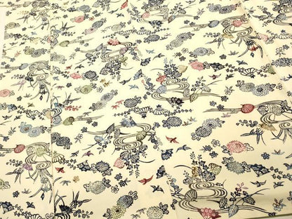 平和屋着物■上質な小紋　型染め　流水花文　正絹　逸品　AAAR7549fy