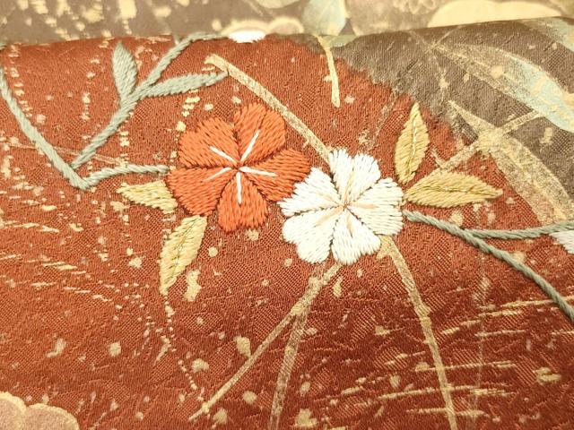 平和屋着物■訪問着　絞り　刺繍　草花文　金彩　正絹　逸品　AAAR7563fy