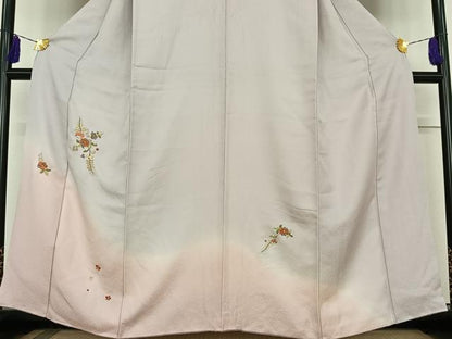 平和屋着物■訪問着　草花文　桜鼠色　暈し染め　正絹　逸品　AAAR7771jh