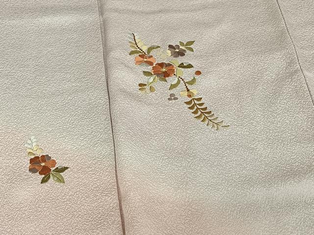 平和屋着物■訪問着　草花文　桜鼠色　暈し染め　正絹　逸品　AAAR7771jh