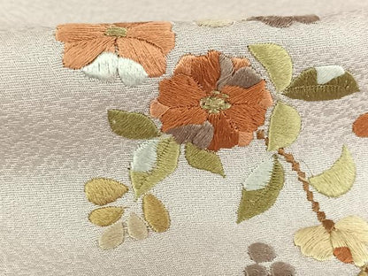 平和屋着物■訪問着　草花文　桜鼠色　暈し染め　正絹　逸品　AAAR7771jh