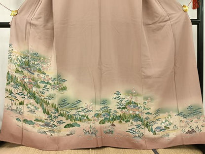 平和屋着物■豪華色留袖 風景文 ときがら茶色 暈し染め 正絹 逸品 AAAR8137jh