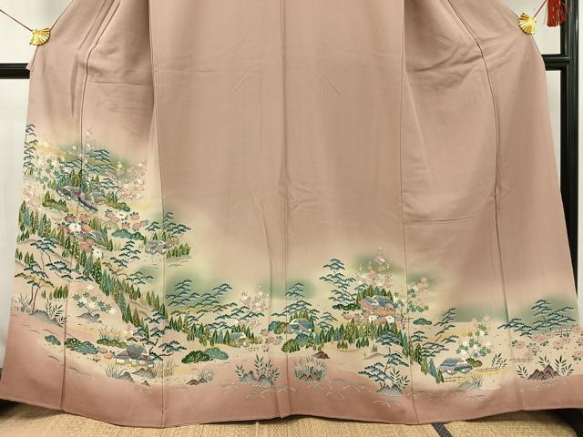 平和屋着物■豪華色留袖 風景文 ときがら茶色 暈し染め 正絹 逸品 AAAR8137jh