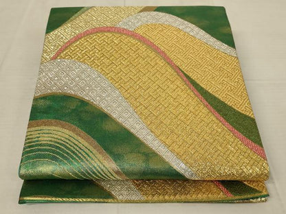 平和屋着物◎六通柄袋帯 重山吉祥文 金銀糸 引箔 正絹 逸品 AAAR8483ou