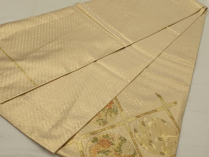 平和屋着物◎太鼓柄袋帯 天井花鳥文 金糸 正絹 逸品 AAAR8490ou