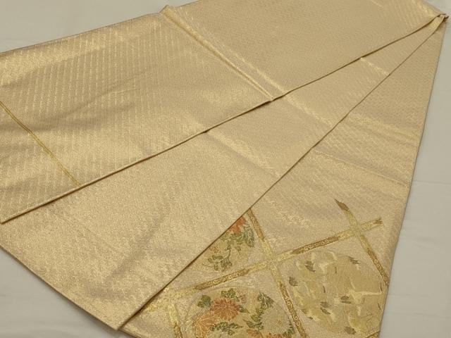平和屋着物◎太鼓柄袋帯 天井花鳥文 金糸 正絹 逸品 AAAR8490ou