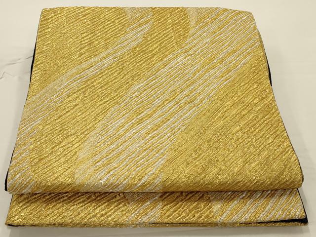 平和屋着物◎六通柄袋帯 斜縞 金銀糸 正絹 逸品 AAAR8493ou