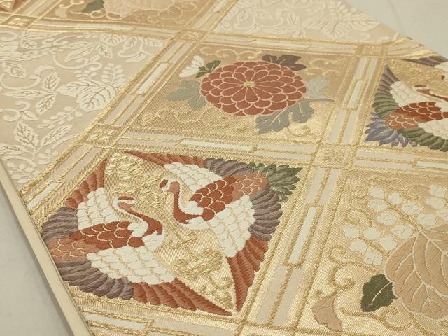 平和屋着物◎六通柄袋帯 唐織 天井花鳥文 金糸 正絹 逸品 AAAR8517ou