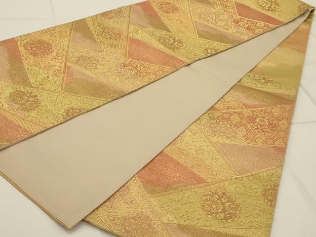 平和屋着物◎六通柄袋帯　切嵌花文　金糸　正絹　逸品　AAAR8533ou