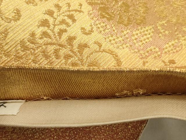 平和屋着物◎六通柄袋帯　切嵌花文　金糸　正絹　逸品　AAAR8533ou