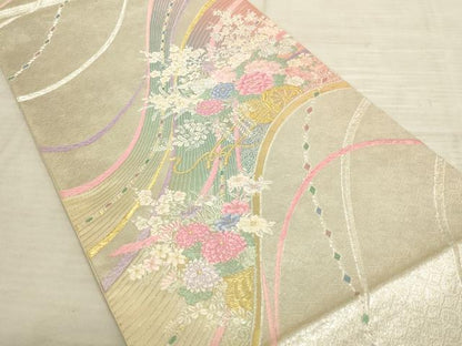 平和屋着物◎六通柄袋帯 唐織 花車文 金銀糸 正絹 逸品 AAAR8850pf