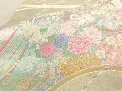 平和屋着物◎六通柄袋帯 唐織 花車文 金銀糸 正絹 逸品 AAAR8850pf
