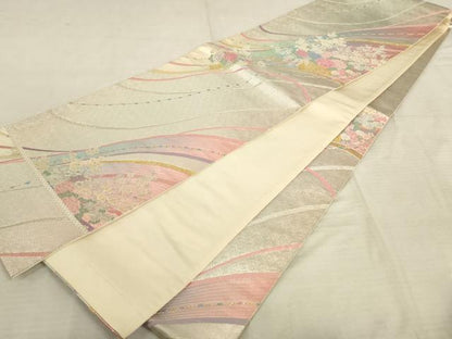 平和屋着物◎六通柄袋帯 唐織 花車文 金銀糸 正絹 逸品 AAAR8850pf