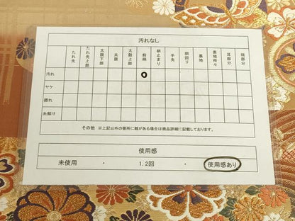 平和屋着物◎六通柄袋帯　唐織　霞取り花蝶丸文　金糸　正絹　逸品　AAAR8856pf