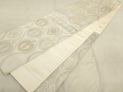 平和屋着物◎六通柄袋帯　作家物　立涌花文　銀糸　正絹　逸品　AAAR8857pf