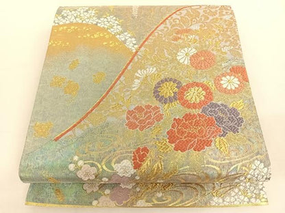平和屋着物◎六通柄袋帯 唐織 草花文 金糸 正絹 逸品 AAAR9700wt
