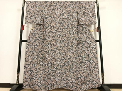 平和屋着物▽上質な小紋 単衣 辻が花 鬼しぼ縮緬 正絹 逸品 AAAS1488oa