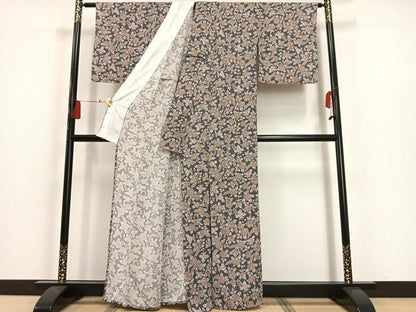 平和屋着物▽上質な小紋 単衣 辻が花 鬼しぼ縮緬 正絹 逸品 AAAS1488oa