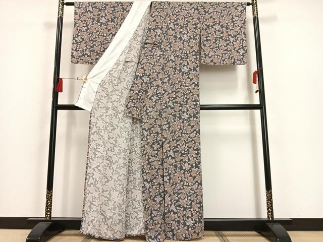平和屋着物▽上質な小紋 単衣 辻が花 鬼しぼ縮緬 正絹 逸品 AAAS1488oa