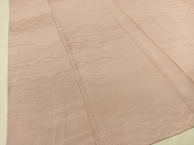 平和屋着物▽上質な色無地　単衣　流水地紋　珊瑚色　正絹　逸品　AAAS1489oa