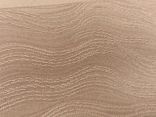 平和屋着物▽上質な色無地　単衣　流水地紋　珊瑚色　正絹　逸品　AAAS1489oa