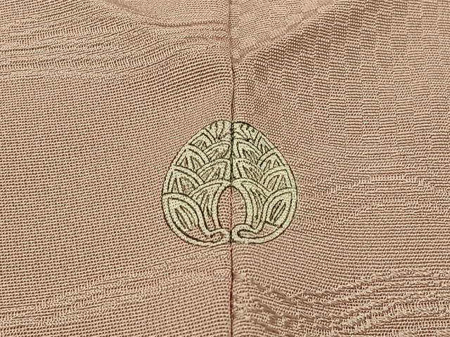 平和屋着物▽上質な色無地　単衣　流水地紋　珊瑚色　正絹　逸品　AAAS1489oa