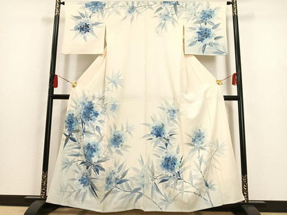 平和屋着物▽訪問着 単衣 草花文 暈し染め 金彩 正絹 逸品 AAAS1491oa