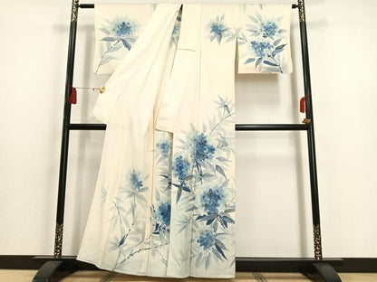 平和屋着物▽訪問着 単衣 草花文 暈し染め 金彩 正絹 逸品 AAAS1491oa