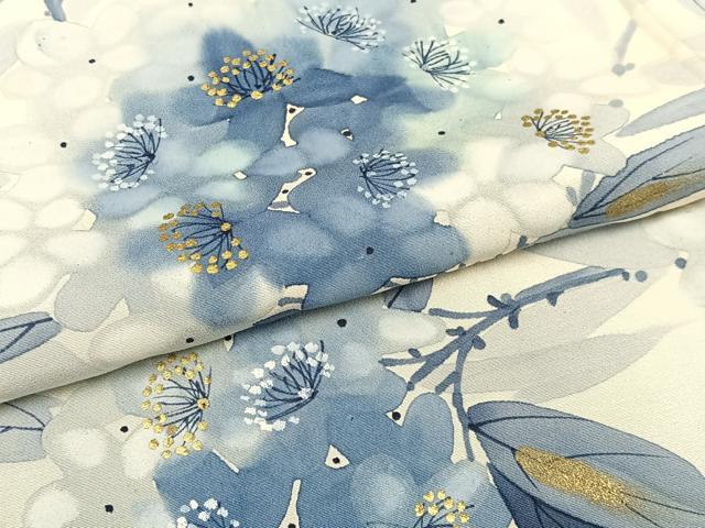 平和屋着物▽訪問着 単衣 草花文 暈し染め 金彩 正絹 逸品 AAAS1491oa