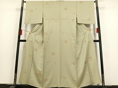 平和屋着物▽上質な小紋 単衣 草花文 金彩 正絹 逸品 AAAS1492oa