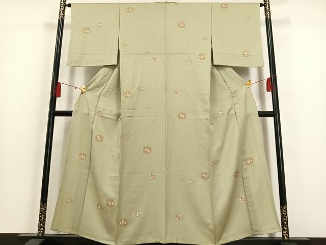 平和屋着物▽上質な小紋 単衣 草花文 金彩 正絹 逸品 AAAS1492oa