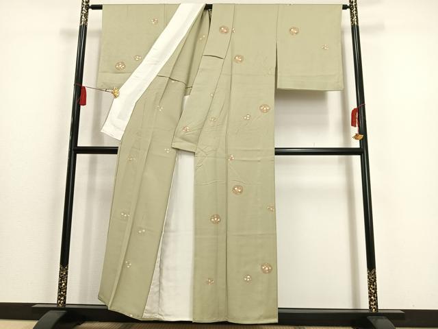 平和屋着物▽上質な小紋 単衣 草花文 金彩 正絹 逸品 AAAS1492oa