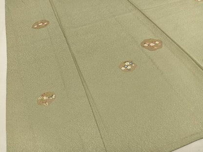 平和屋着物▽上質な小紋 単衣 草花文 金彩 正絹 逸品 AAAS1492oa